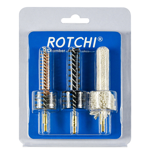 রাইফেল চেম্বার পরিষ্কার করার ব্রাশ 3-ইন-1 সেট, ফোস্কা এবং কার্ড প্যাকেজ। পাওয়া যায়